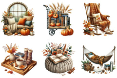 Fall Reading Nook Clipart Bundle - CraftNest - Digital Crafting and Art