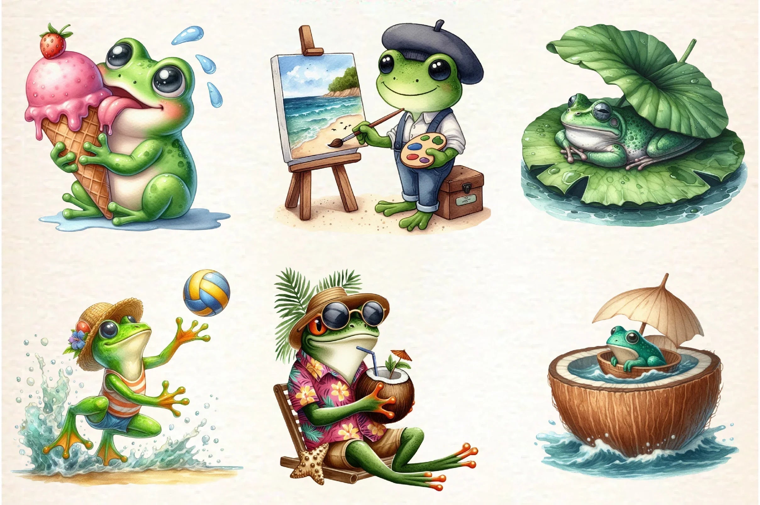 Frog Summer Clipart Bundle - CraftNest - Digital Crafting and Art