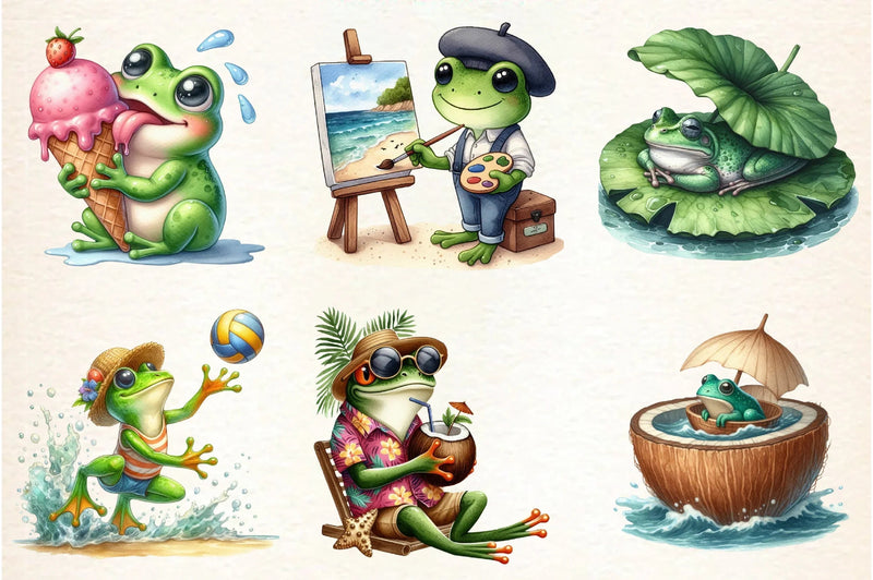 Frog Summer Clipart Bundle - CraftNest - Digital Crafting and Art