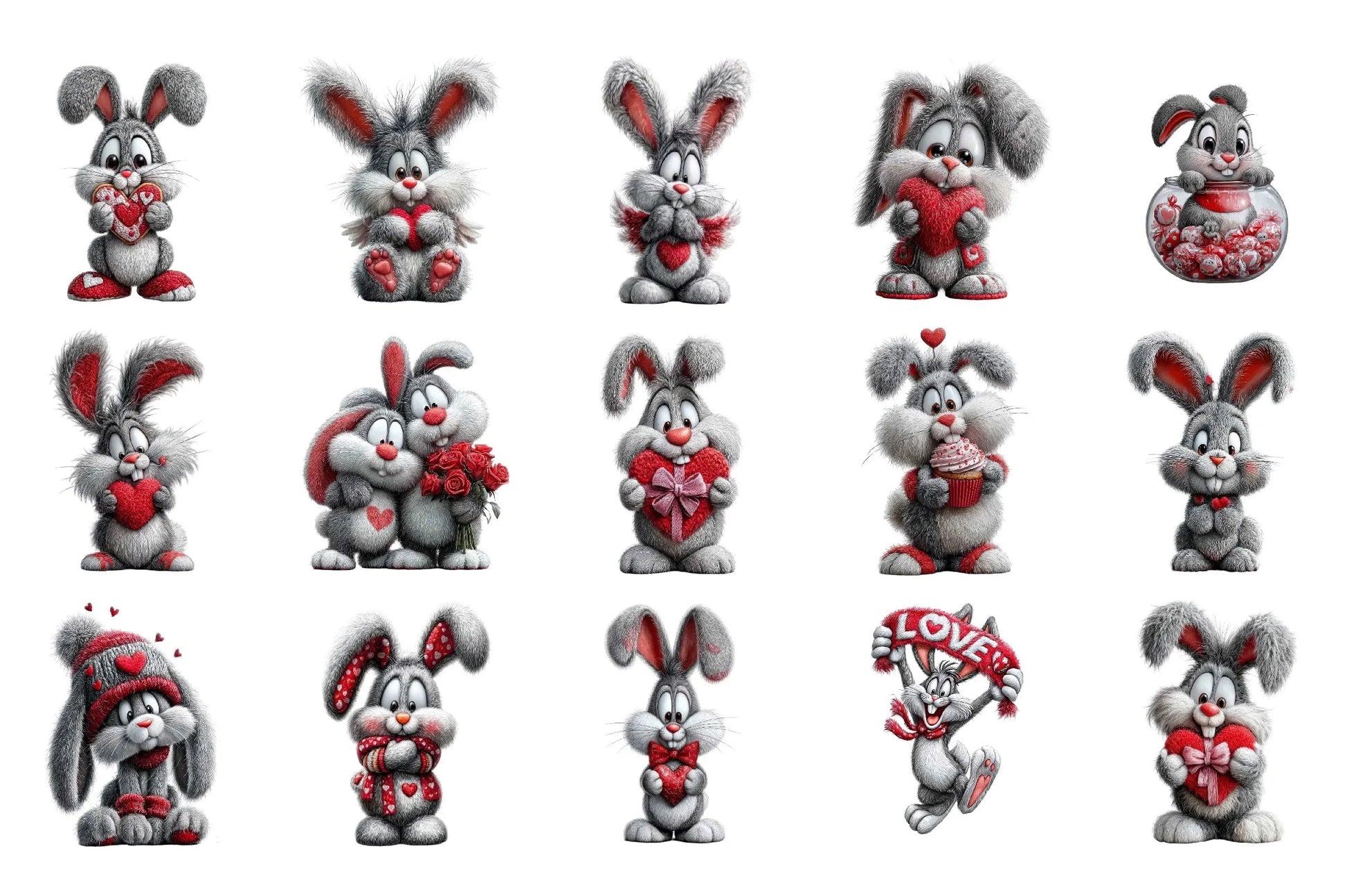 Valentine Rabbit Clipart Bundle - CraftNest - Digital Crafting and Art