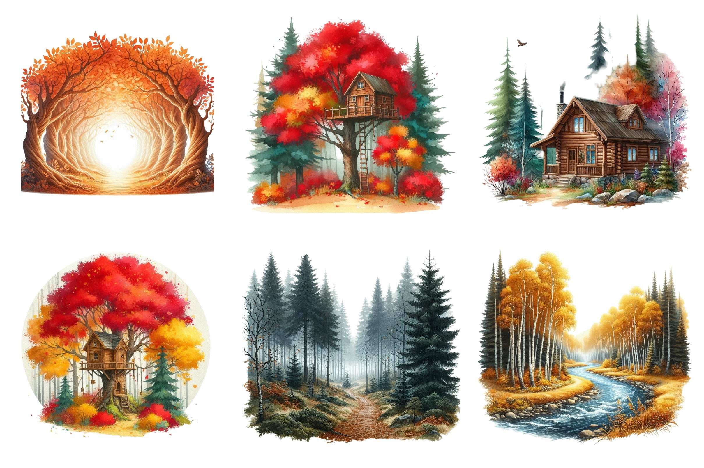 Autumn Landscapes Clipart Bundle