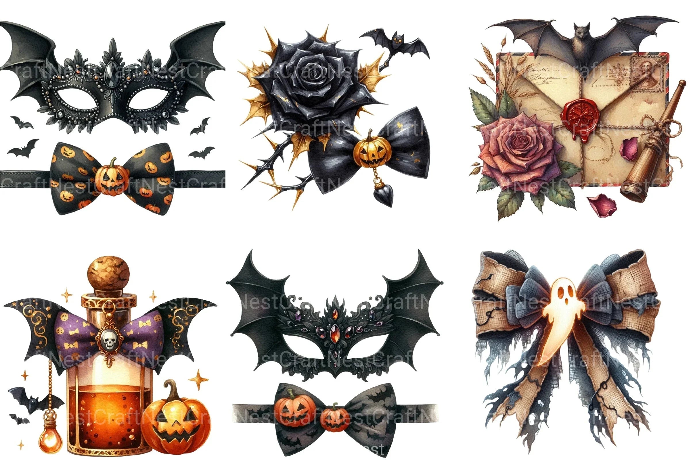 Elegant Halloween Clipart Bundle 4 - CraftNest - Digital Crafting and Art