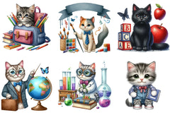 Back to School Cat Clipart Bundle - CraftNest - Digital Crafting and Art