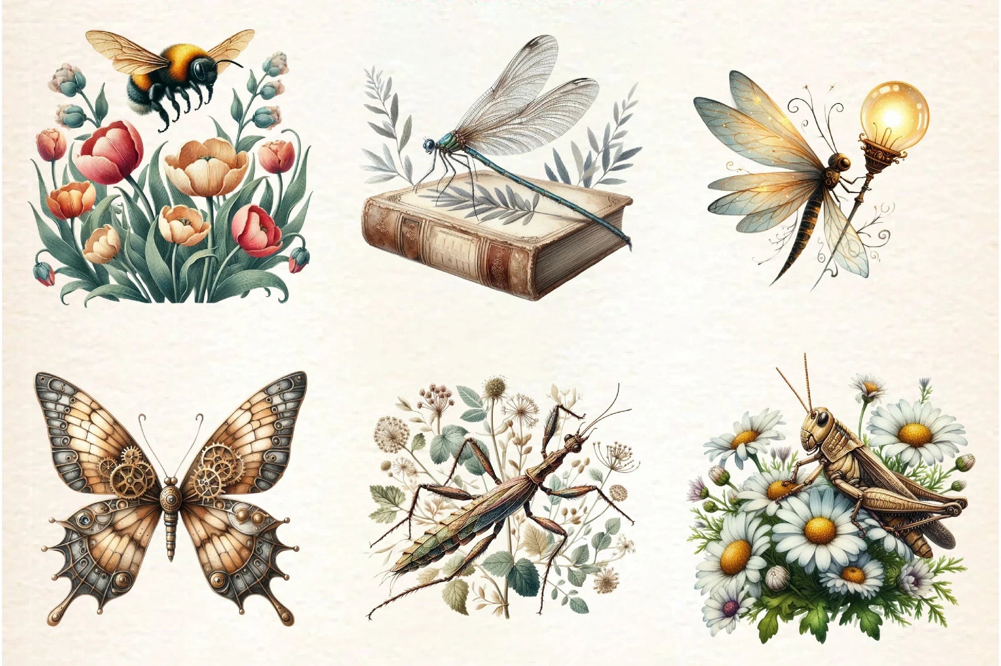 Vintage Spring Insect Clipart Bundle - CraftNest - Digital Crafting and Art