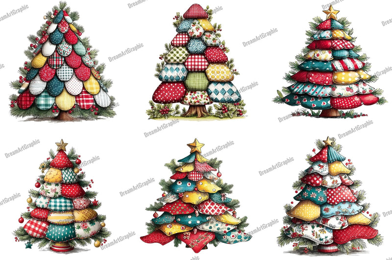 Christmas Tree Patchwork Clipart Bundle - CraftNest - Digital Crafting and Art