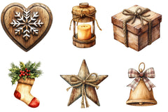 Rustic Wooden Christmas Clipart Bundle - CraftNest - Digital Crafting and Art