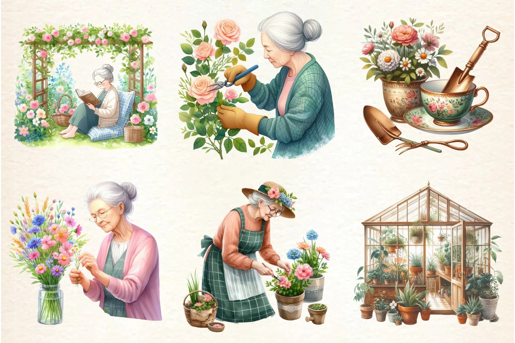 Gardening Grandma Flower Clipart Bundle - CraftNest - Digital Crafting and Art