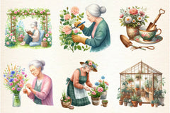 Gardening Grandma Flower Clipart Bundle - CraftNest - Digital Crafting and Art