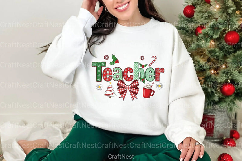 Coquette Teacher Christmas Clipart Bundle - CraftNest - Digital Crafting and Art