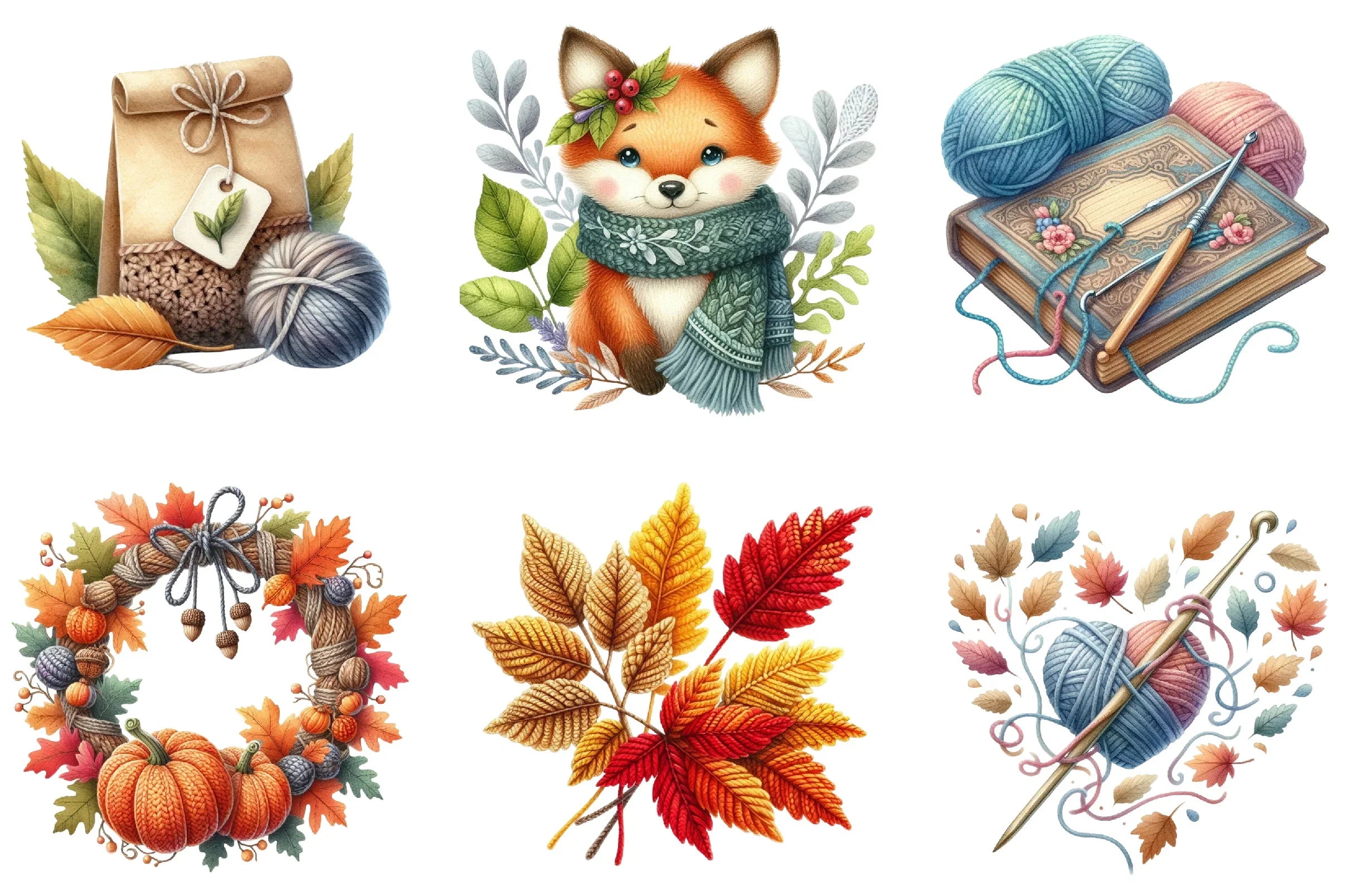 Crochet Autumn Clipart Bundle - CraftNest - Digital Crafting and Art