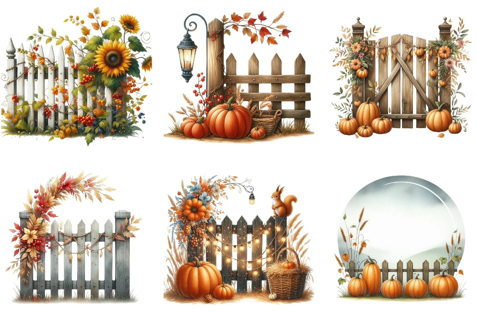 Autumn Fence Clipart Bundle - CraftNest - Digital Crafting and Art