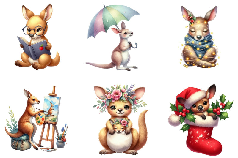 Cute Kangaroo Clipart Bundle - CraftNest - Digital Crafting and Art