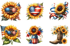 4th of July Sunflower Clipart Bundle 99 - CraftNest - Digital Crafting and Art