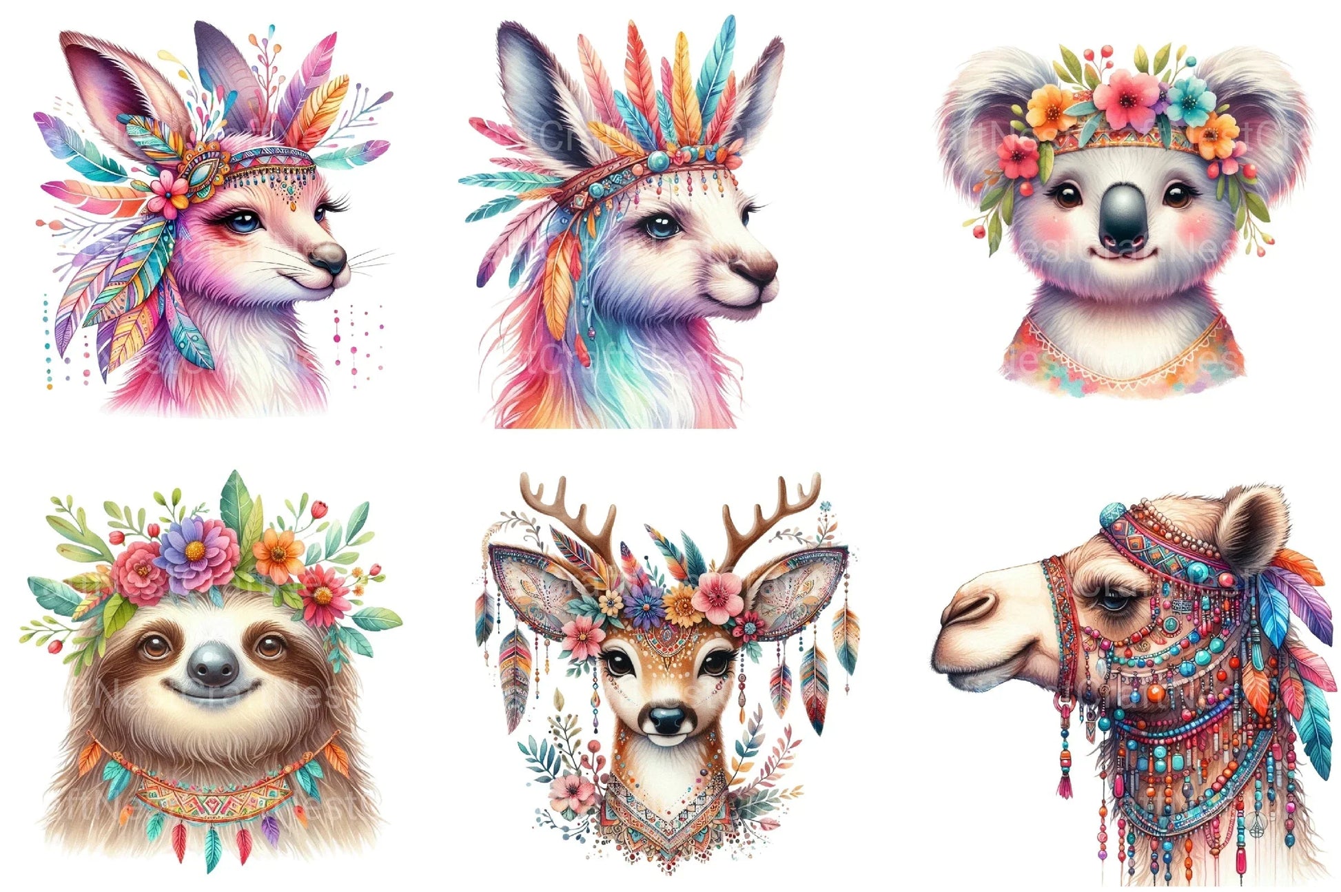 Boho Animal Portraits Clipart Bundle - CraftNest - Digital Crafting and Art
