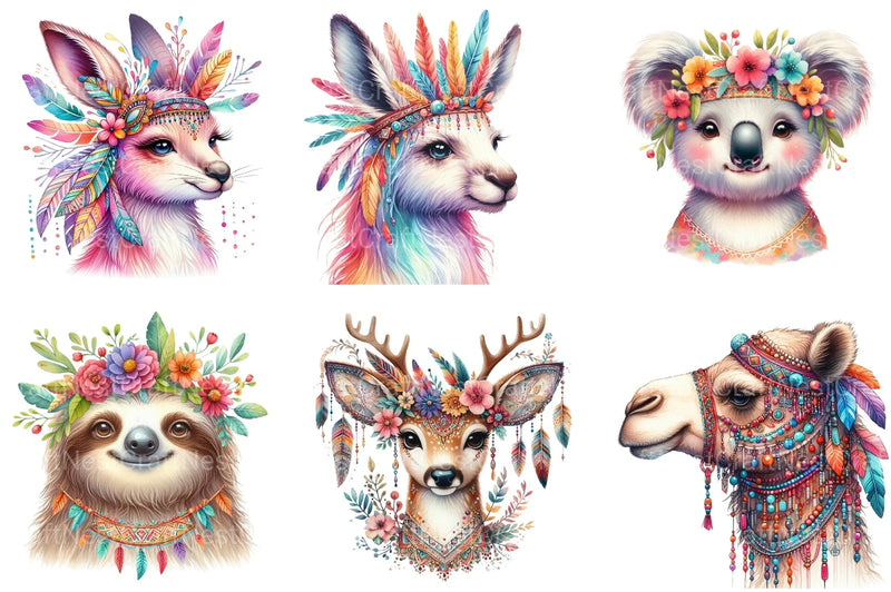 Boho Animal Portraits Clipart Bundle - CraftNest - Digital Crafting and Art