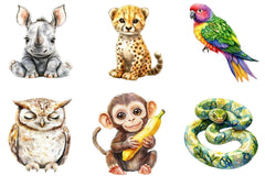 Cute Safari Animals Jungle Clipart Bundle - CraftNest - Digital Crafting and Art