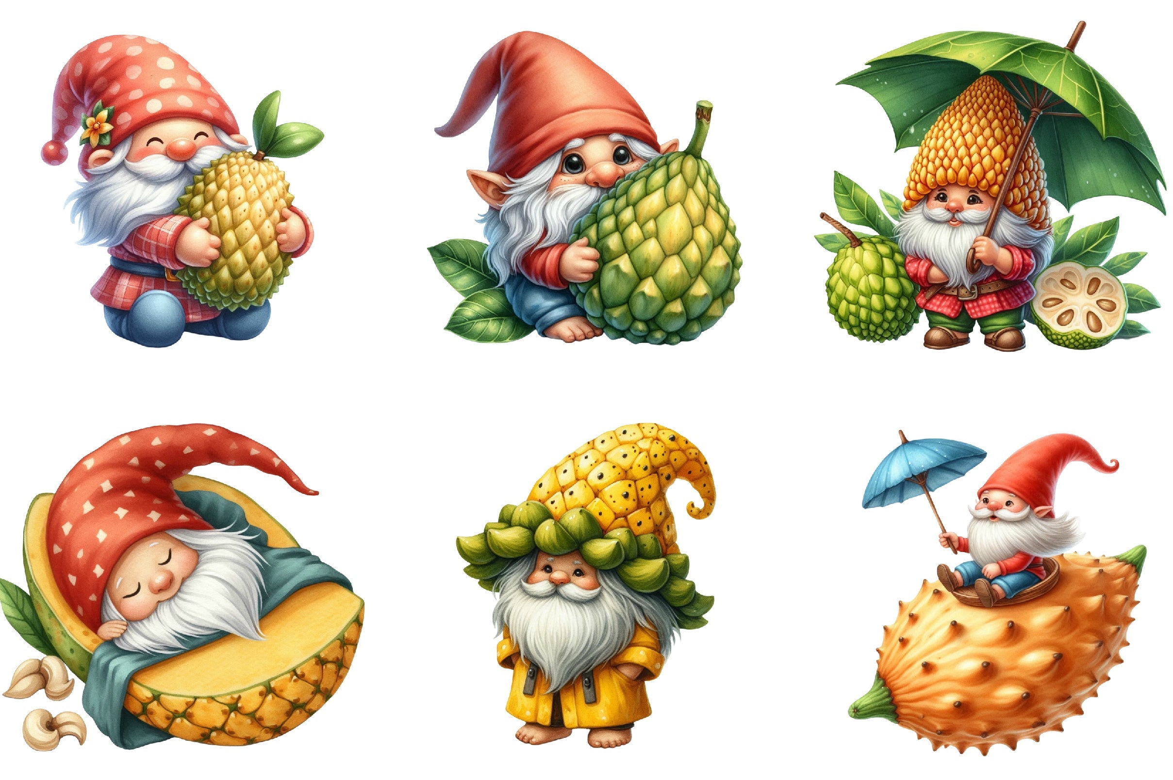 Gnome Jackfruit Clipart Bundle