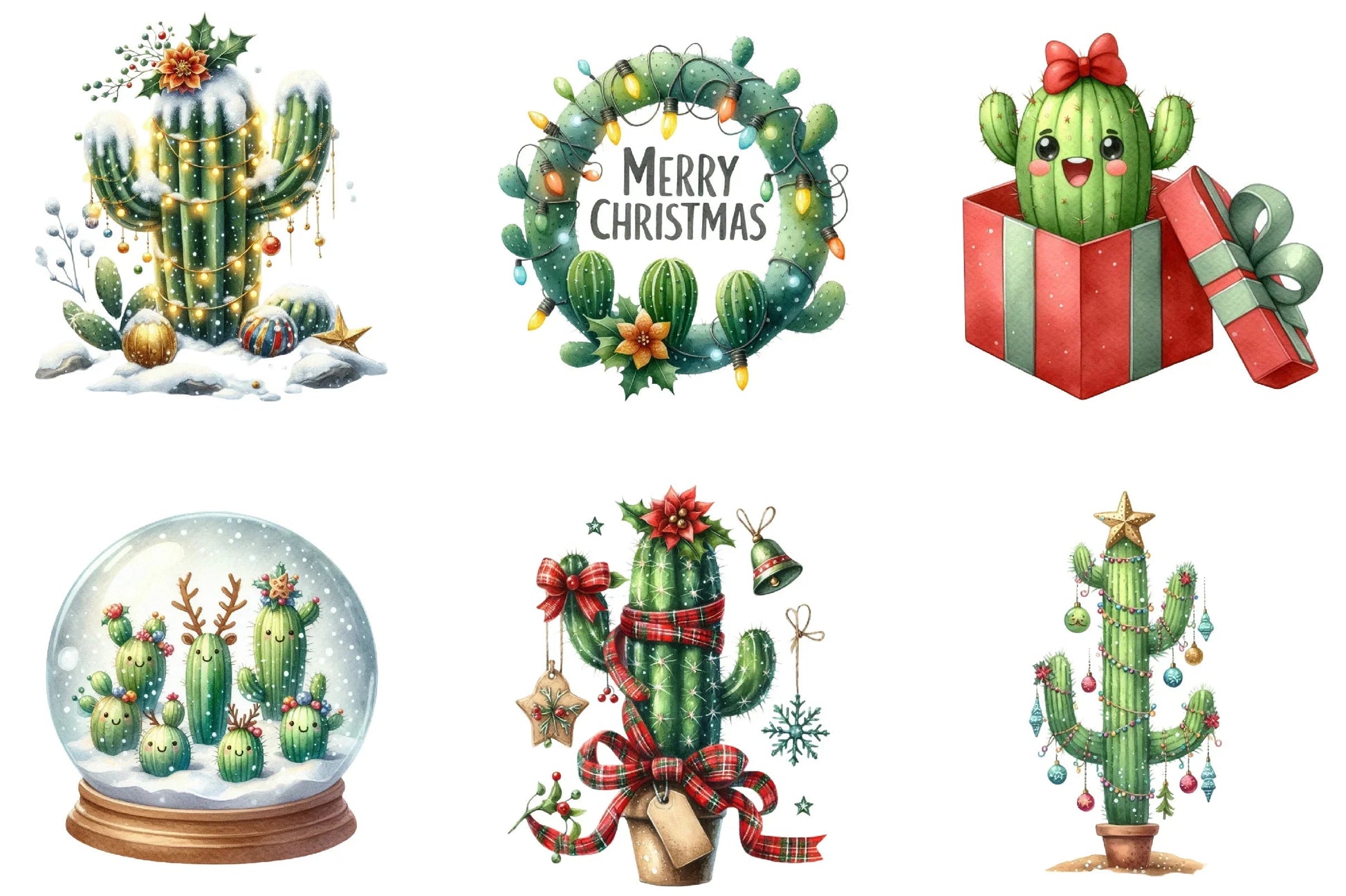 Christmas Cactus Clipart Bundle - CraftNest - Digital Crafting and Art