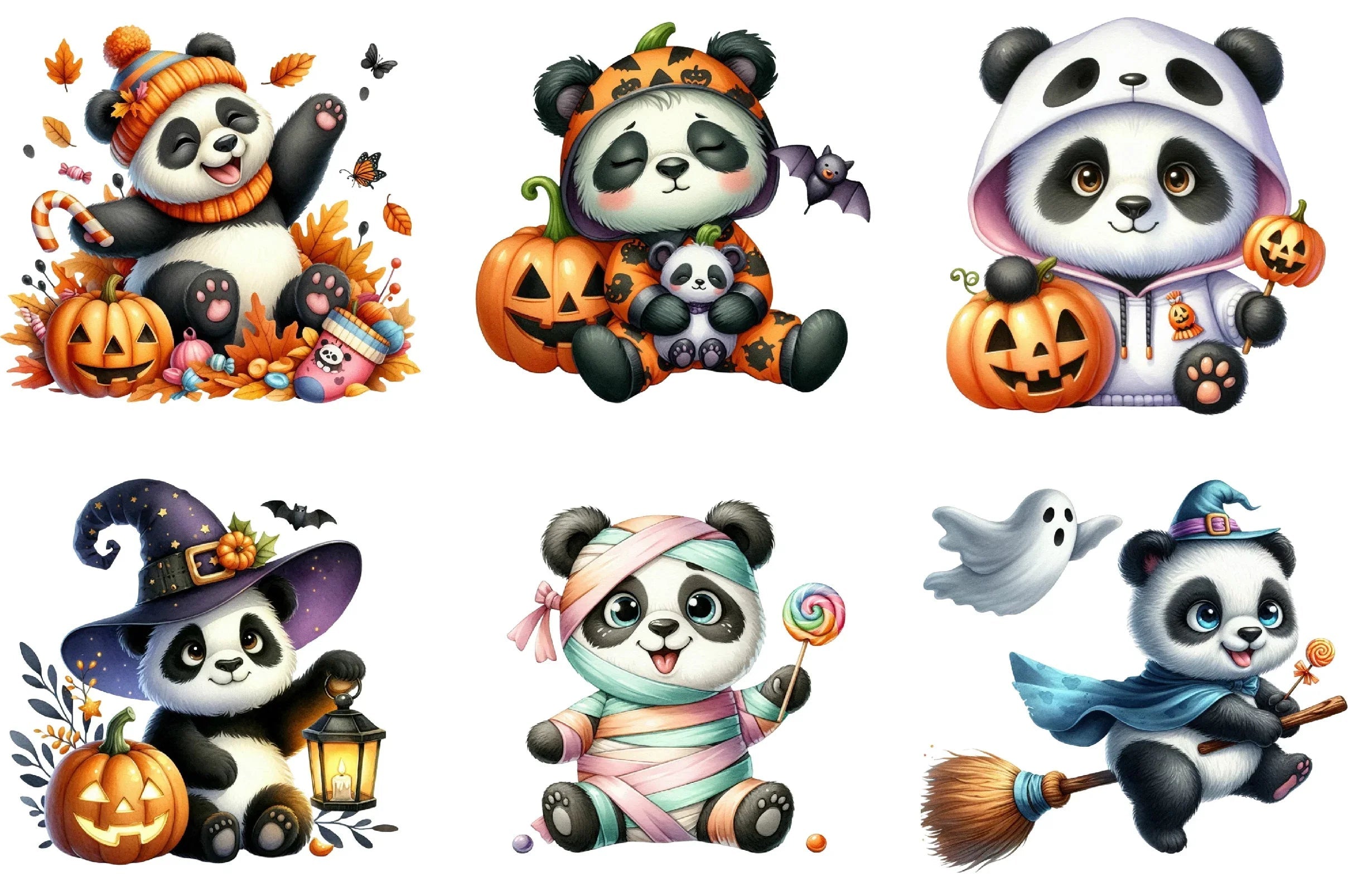 Halloween Panda Clipart Bundle - CraftNest - Digital Crafting and Art