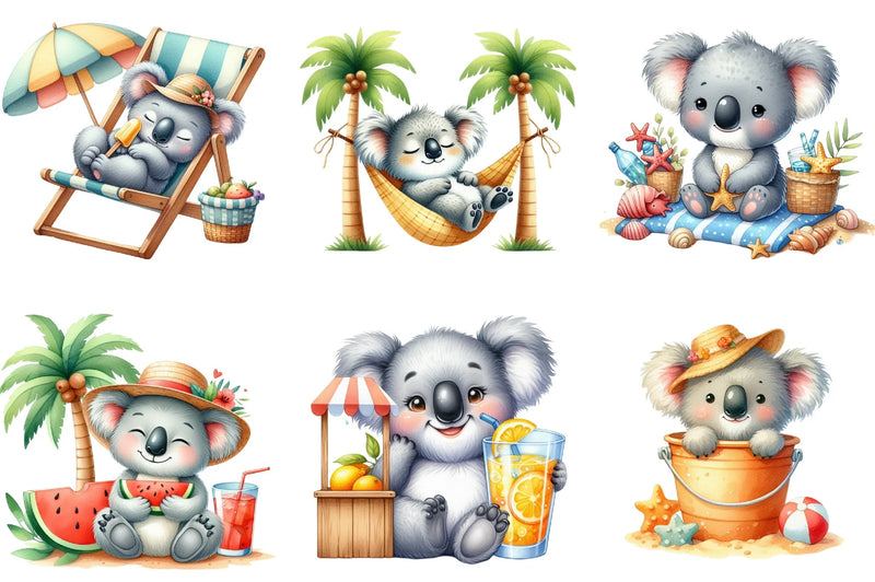 Summer Koala Clipart Bundle - CraftNest - Digital Crafting and Art