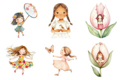 Spring Cute Little Girl Clipart Bundle - CraftNest - Digital Crafting and Art