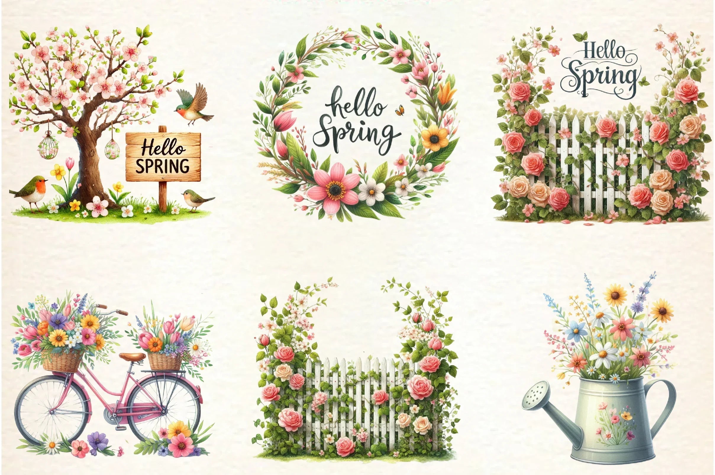 Hello Spring Clipart Bundle - CraftNest - Digital Crafting and Art