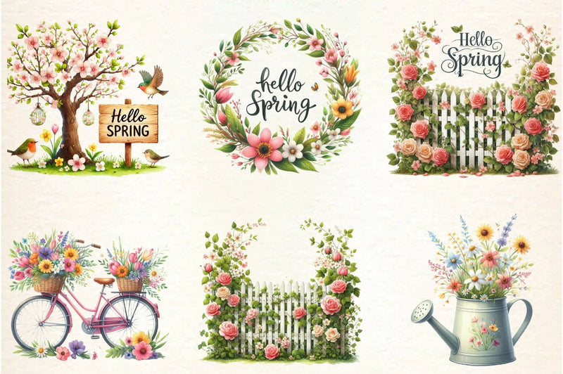 Hello Spring Clipart Bundle - CraftNest - Digital Crafting and Art