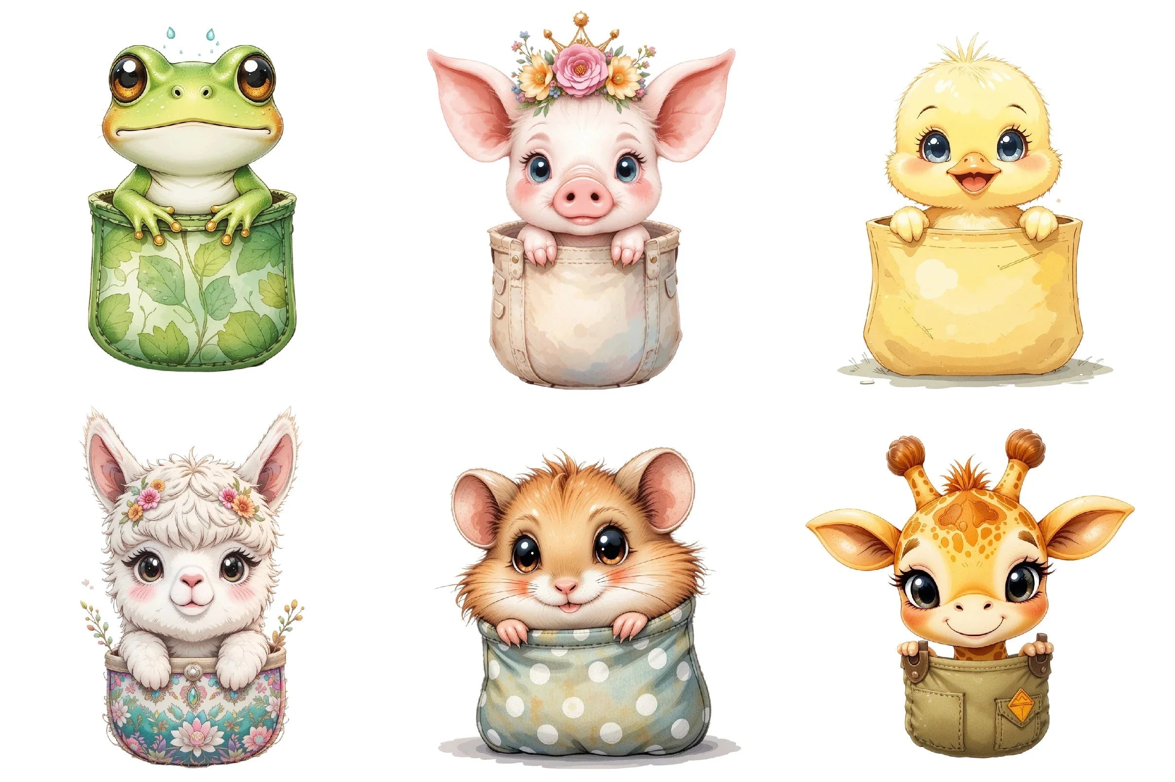 Peeking Cute Animals Pocket Clipart Bundle - CraftNest - Digital Crafting and Art