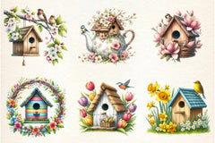Spring Birdhouse Clipart Bundle - CraftNest - Digital Crafting and Art