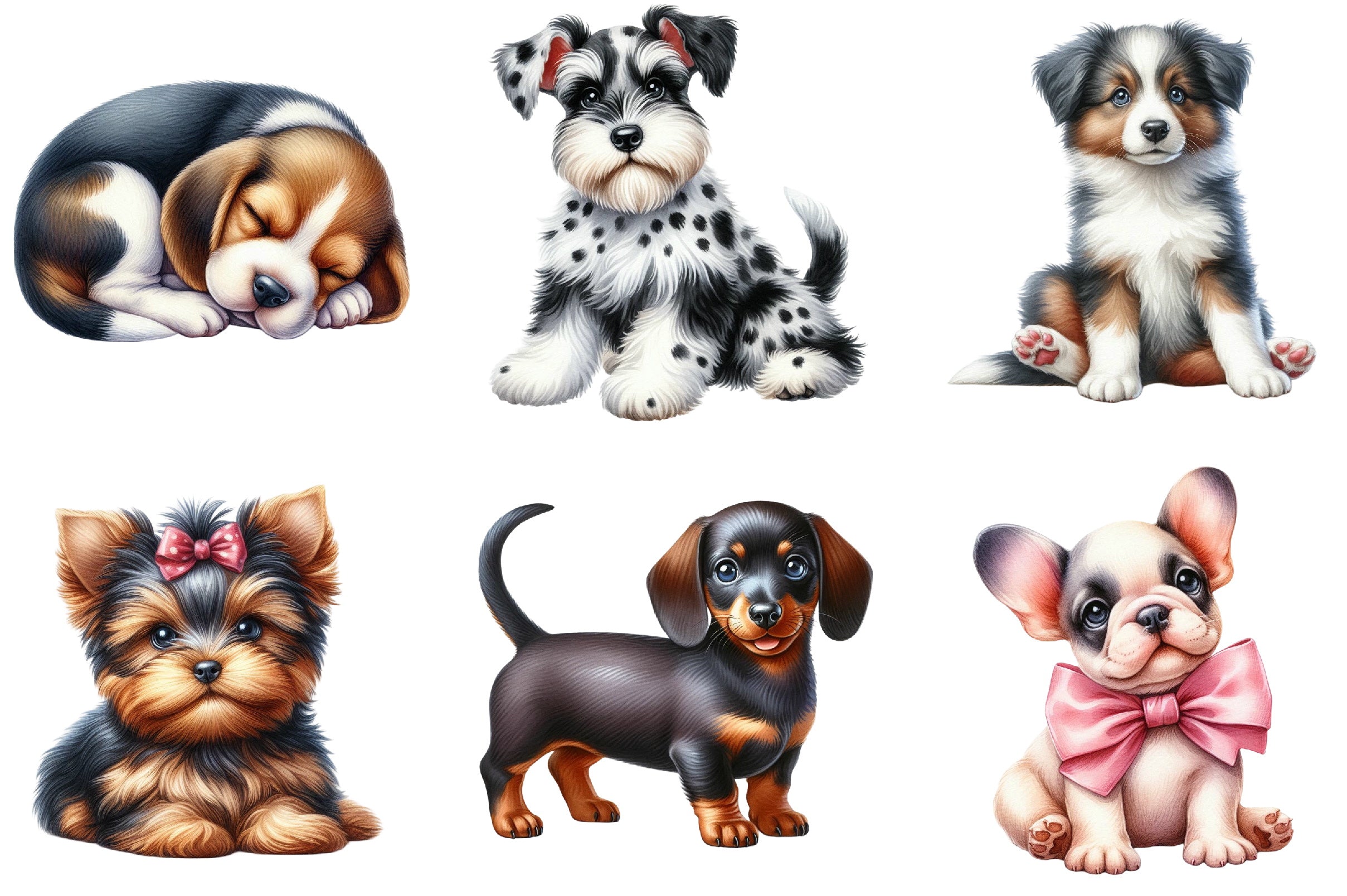Cute Puppies Clipart Bundle - Dog Clipart Collection