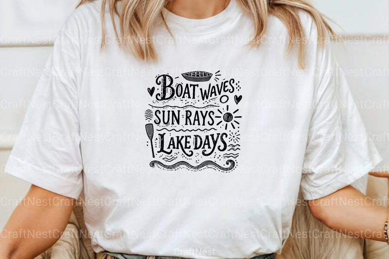 Summer Lake Days Boat Waves Sun Rays Clipart Bundle - CraftNest - Digital Crafting and Art