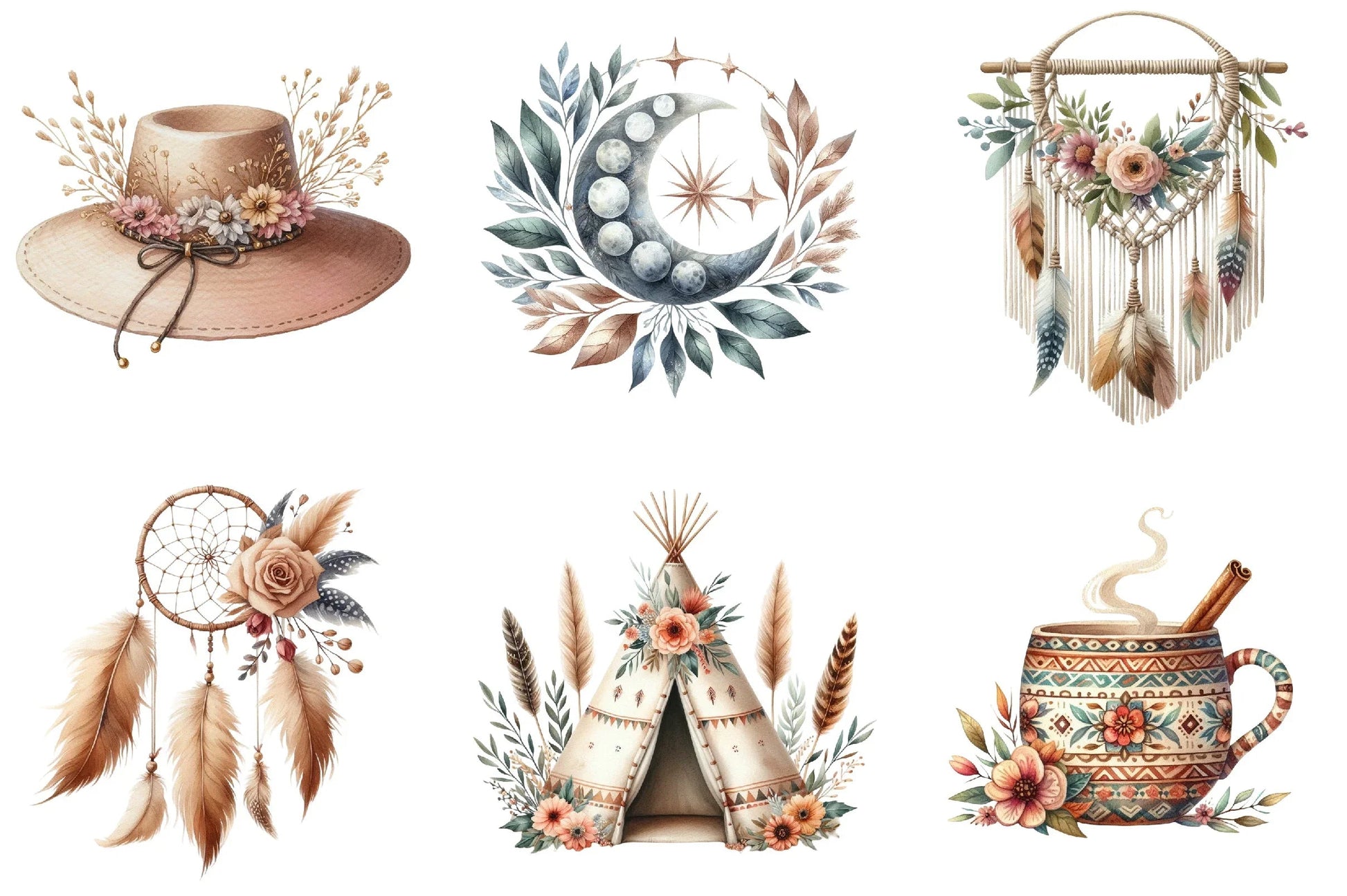 Boho Clipart Bundle - CraftNest - Digital Crafting and Art