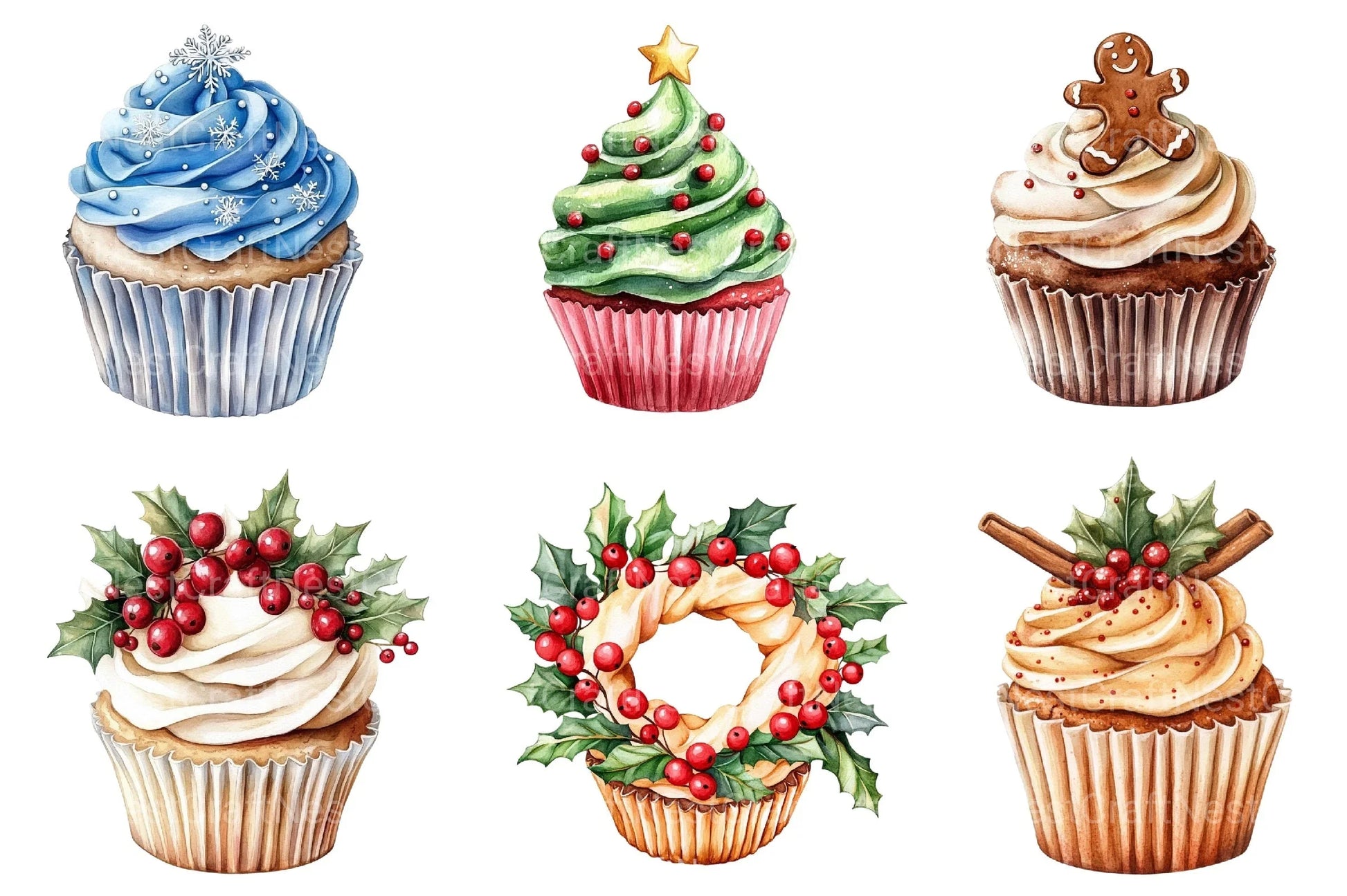 Christmas Cupcake Clipart Bundle 99 - CraftNest - Digital Crafting and Art