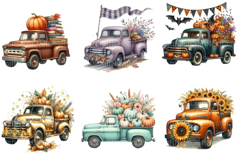 Autumn Vintage Truck Clipart Bundle - CraftNest - Digital Crafting and Art