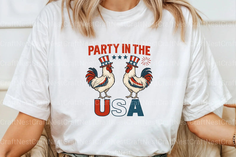 Patriotic Rooster Clipart Bundle - Party in the USA - CraftNest - Digital Crafting and Art