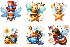 4th of July Bee Clipart Bundle 99 - CraftNest - Digital Crafting and Art
