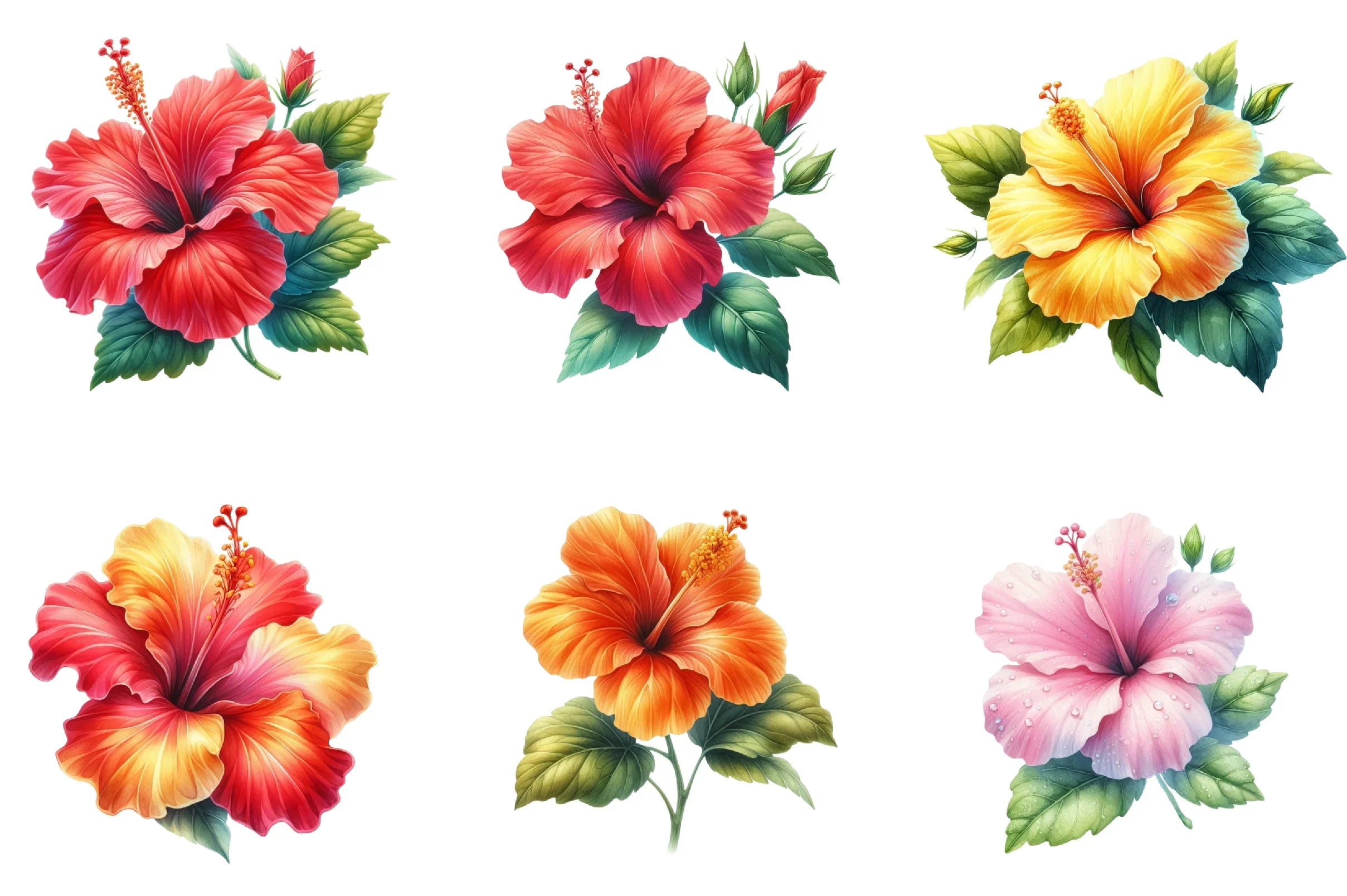 Summer Hibiscus Flowers Clipart Bundle - CraftNest - Digital Crafting and Art