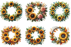 Sunflower Wreaths Clipart Bundle - CraftNest - Digital Crafting and Art