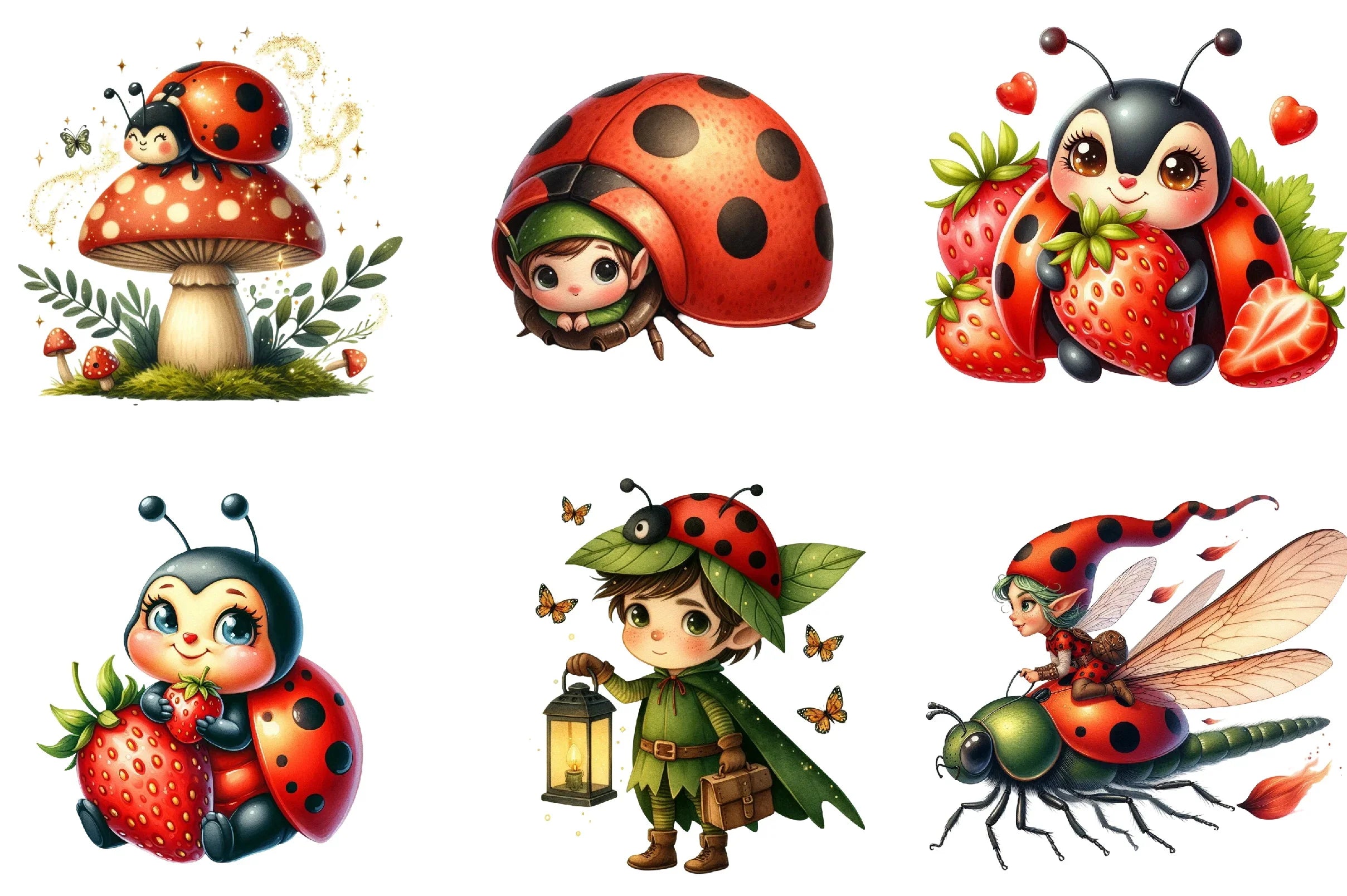 Ladybug Elf Clipart Bundle - CraftNest - Digital Crafting and Art