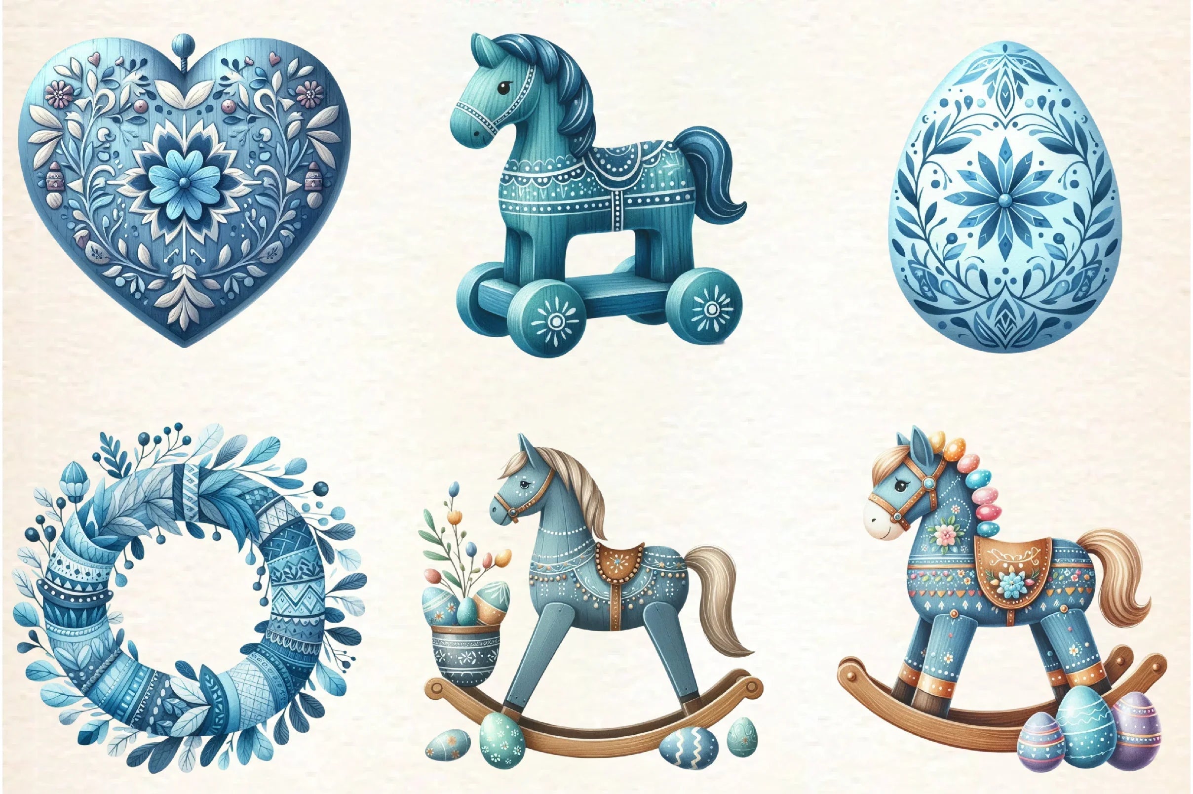 Blue Nordic Easter Clipart Bundle - CraftNest - Digital Crafting and Art