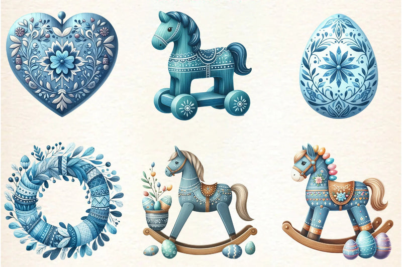 Blue Nordic Easter Clipart Bundle - CraftNest - Digital Crafting and Art