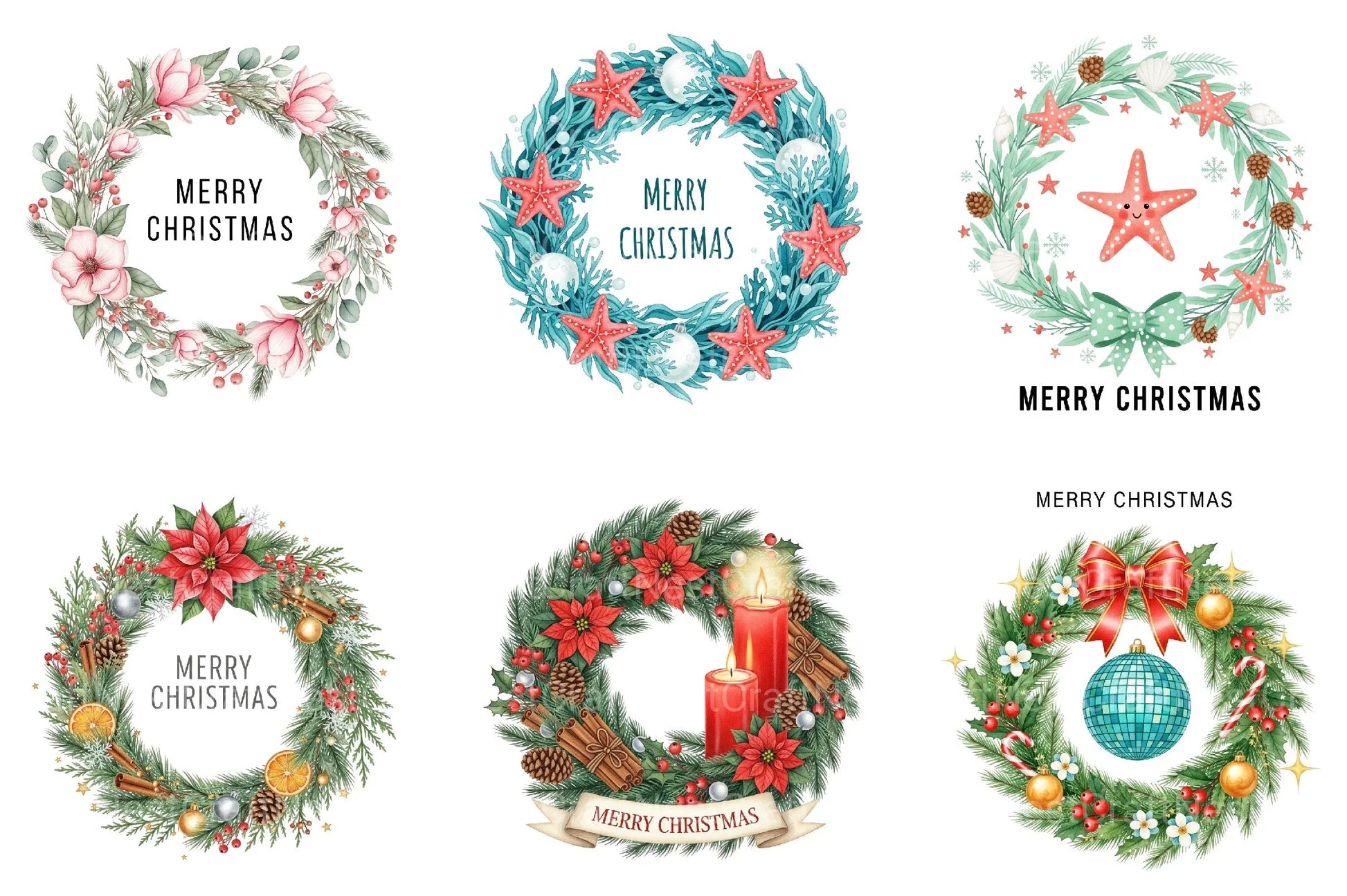 Christmas Wreath Clipart Bundle 1 - CraftNest - Digital Crafting and Art