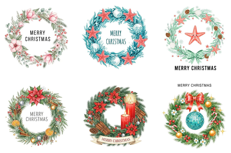 Christmas Wreath Clipart Bundle 1 - CraftNest - Digital Crafting and Art