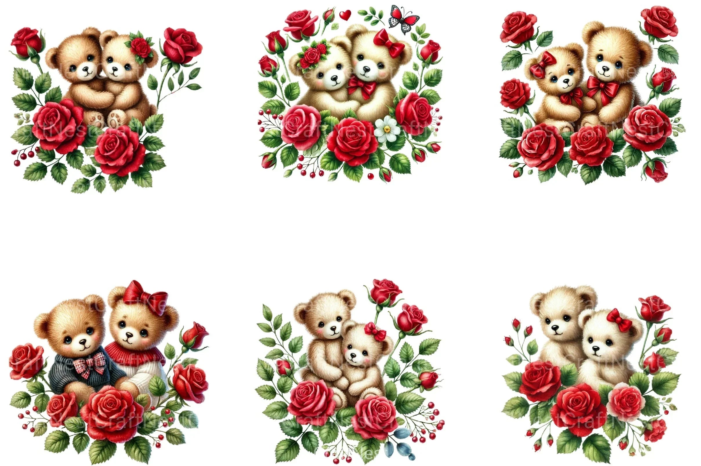 Valentine Teddy Bear Clipart Bundle 99 - CraftNest - Digital Crafting and Art