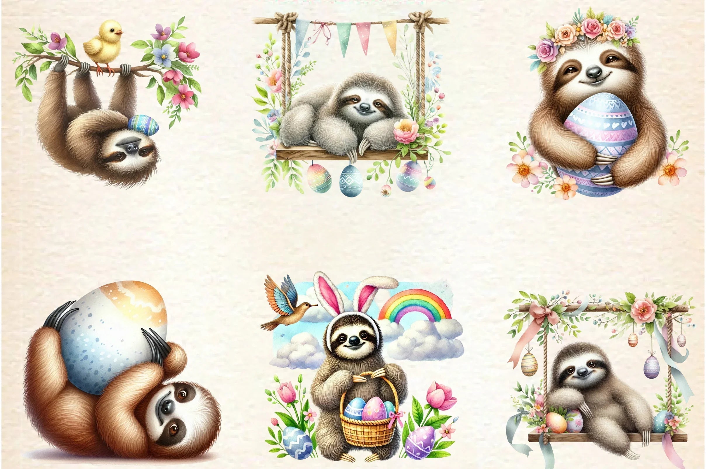 Easter Sloth Clipart Bundle - CraftNest - Digital Crafting and Art