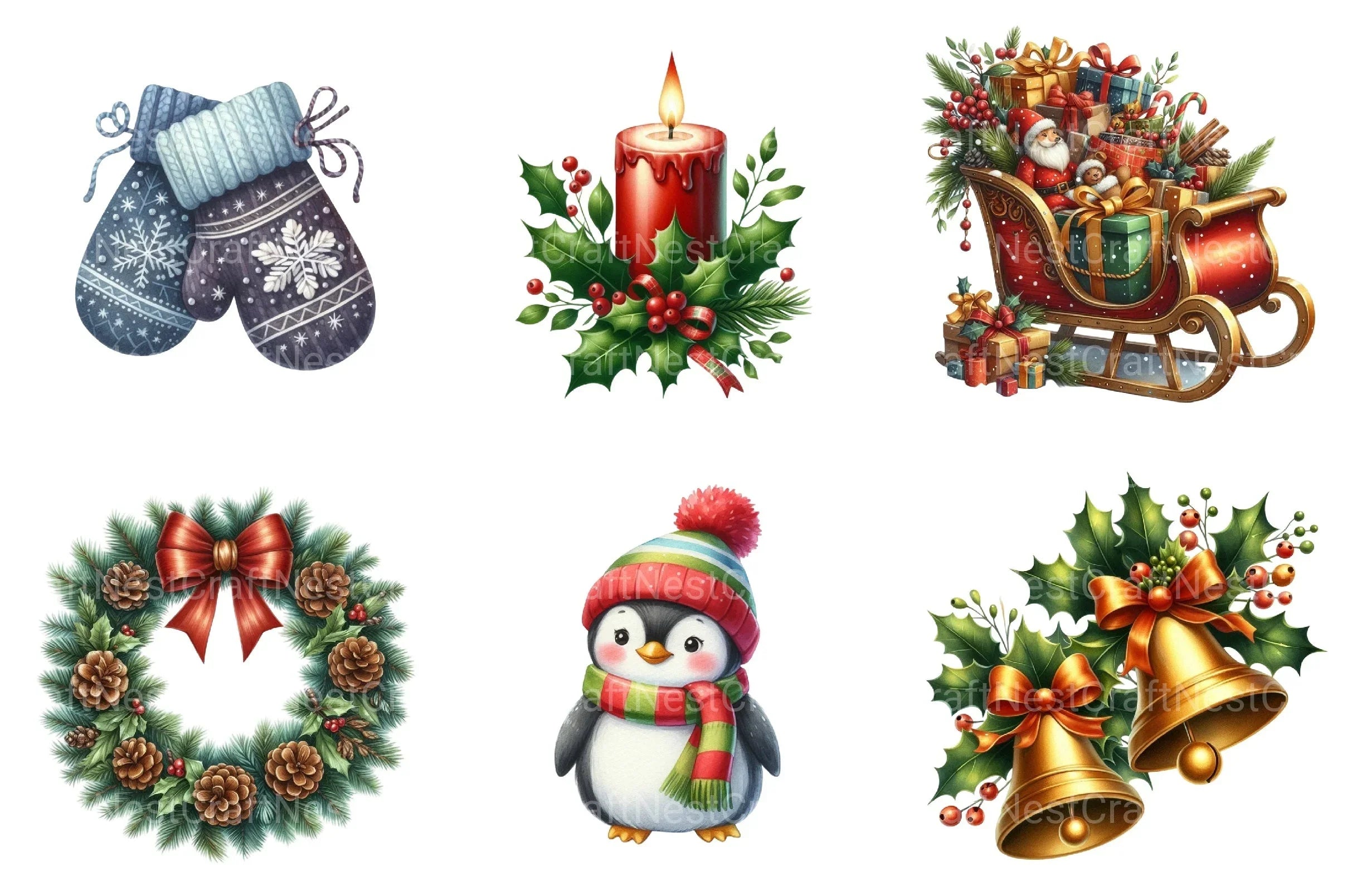Christmas Clipart Bundle: Festive Holiday Designs - CraftNest - Digital Crafting and Art