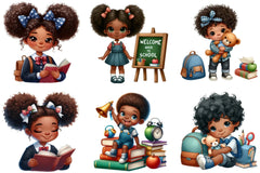 Black Kids Back to School Clipart Bundle - CraftNest - Digital Crafting and Art