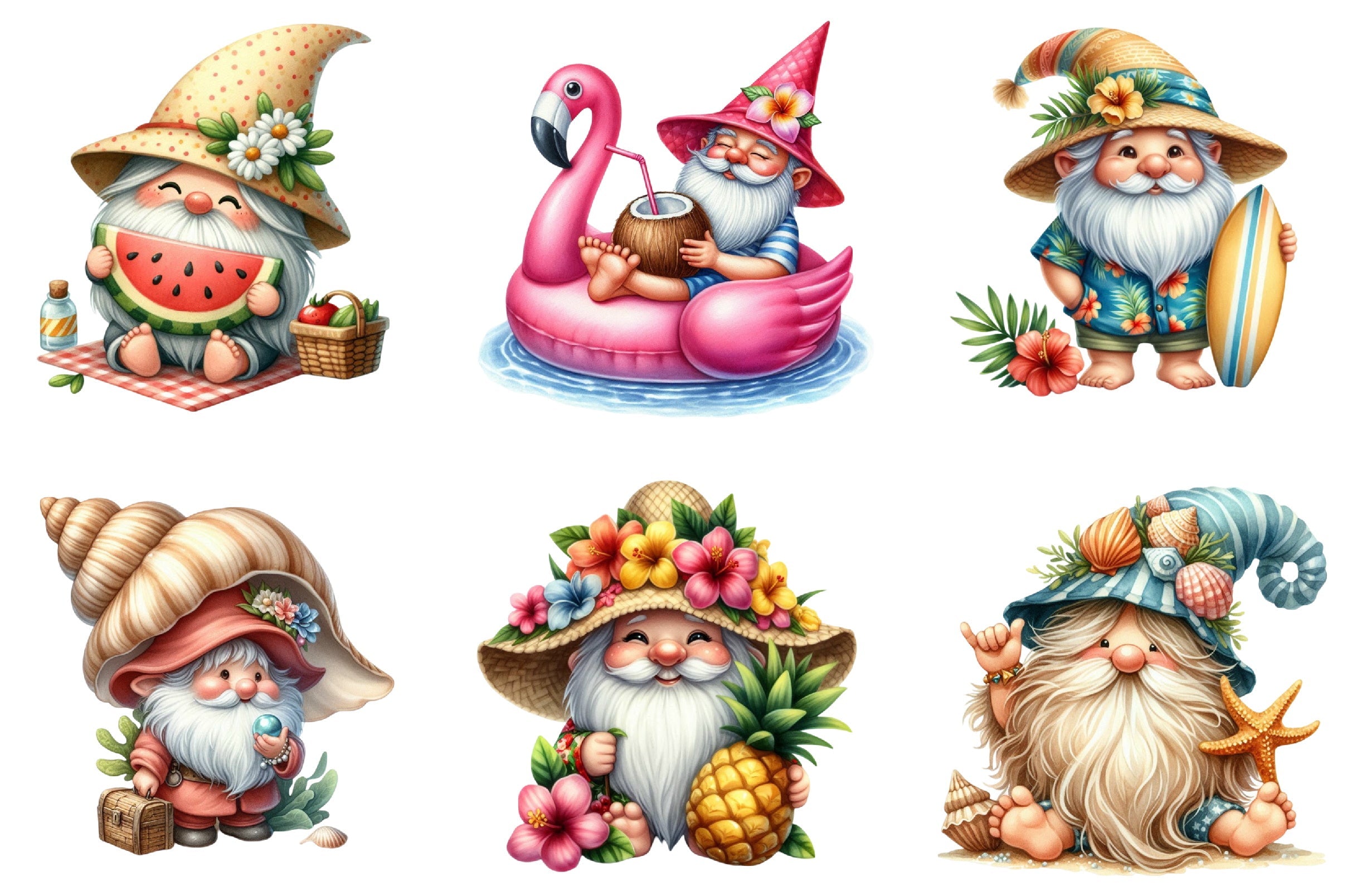 Beach Gnomes Clipart Collection Bundle