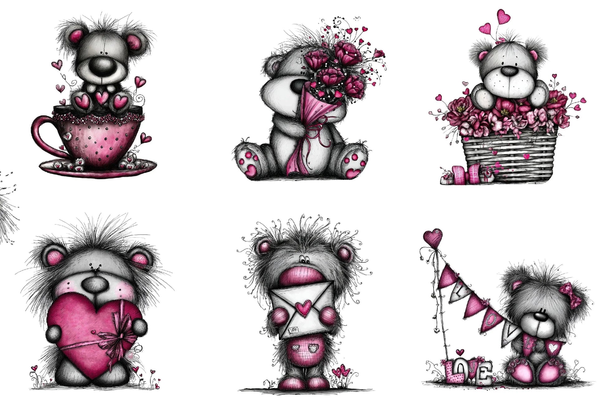Teddy Bear Valentine Clipart Bundle - CraftNest - Digital Crafting and Art