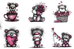 Teddy Bear Valentine Clipart Bundle - CraftNest - Digital Crafting and Art